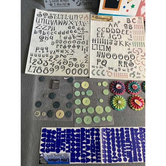 Scrapbooking & Craft Supplies Bundle: Stickers Buttons Templates & Embellishment - Picture 2 of 11